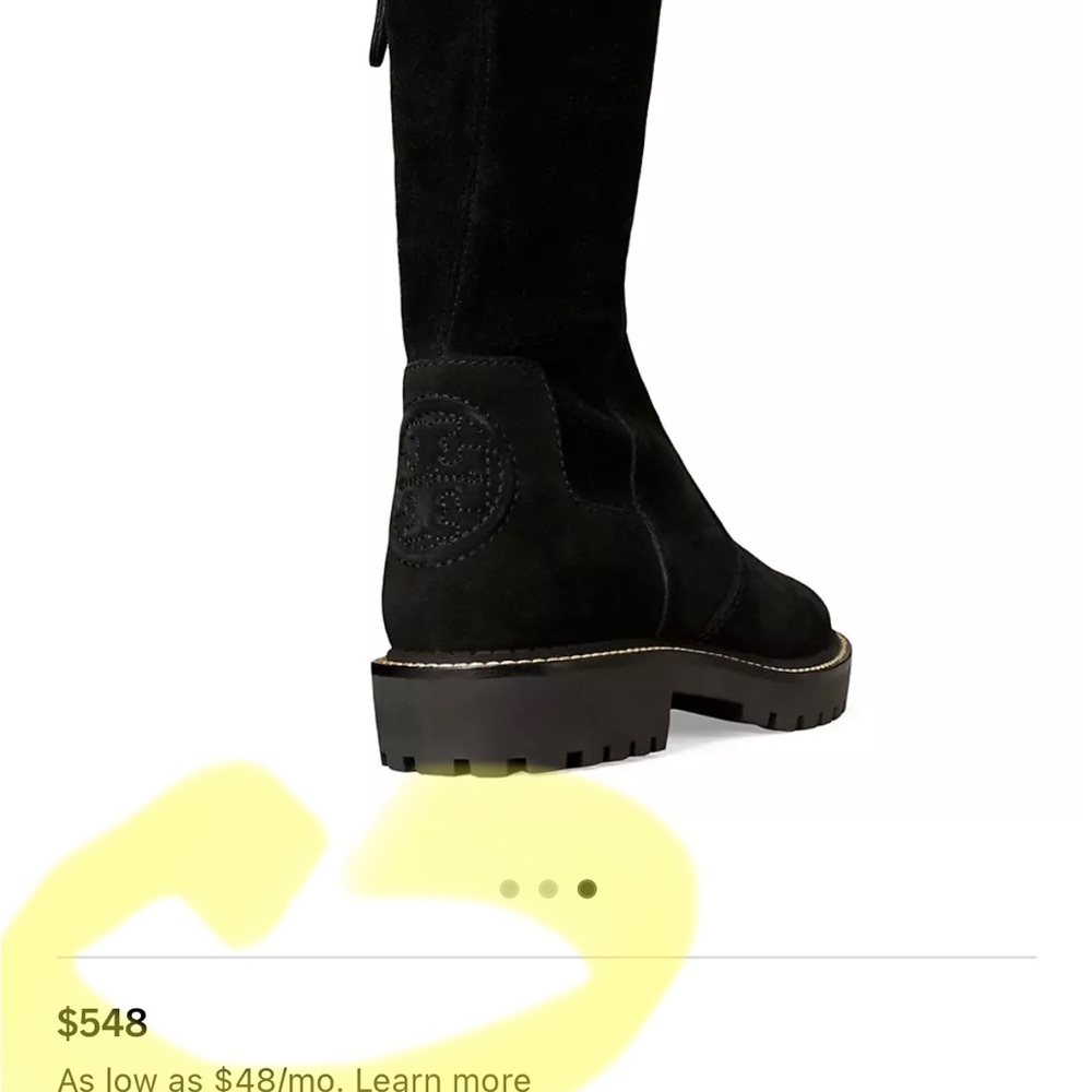 TORY BURCH Black Suede Over knee boots lug sole SIZE 7.5